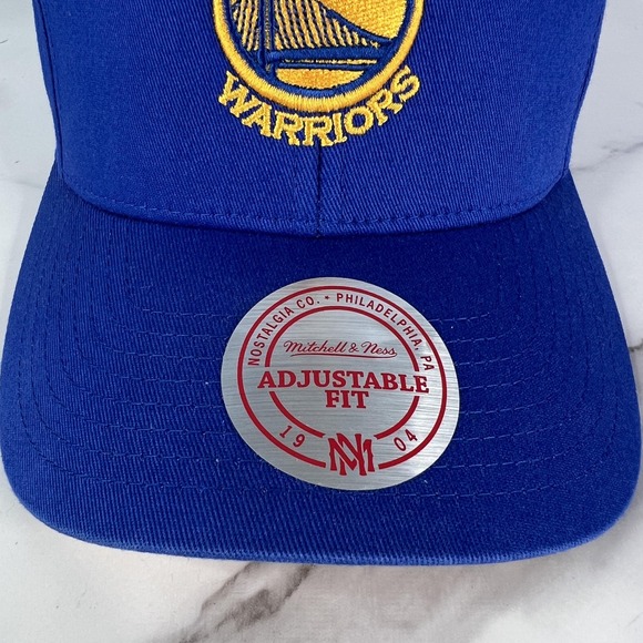 Golden State Warriors Hat Snap Back Blue Yellow Basketball Mens Mitchell Ness - Picture 3 of 13